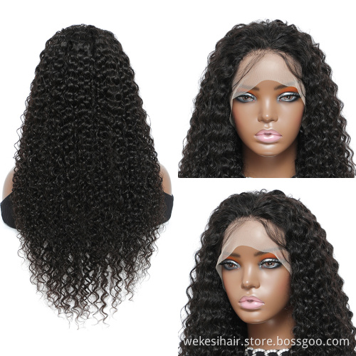 Wholesale Raw Indian Virgin Hair HD Lace Frontal Wig Women Curly Wig Full Swiss Lace Front Closure Human Hair Wig Kinky Curly